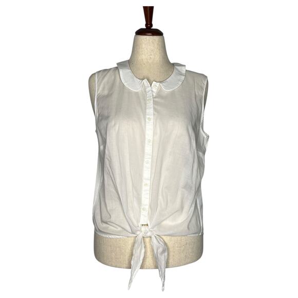 Boden Women's Tie Waist Tank Top Size 12 Button Front Sleeveless Preppy - Picture 1 of 7